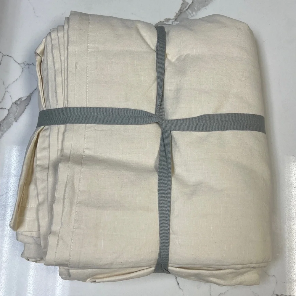 Anthropologie Relaxed Linen-Cotton Duvet Cover Ivory Full